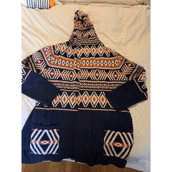 Rachel Zoe Womens Hooded Cardigan Sweater Coat XL Southwestern Geometric Aztec - Picture 5 of 6